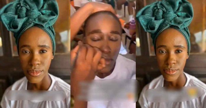"Na so free thing Dey be" – Corps member reveals the outcome of a makeover done on her face by a first-timer taking SAED lessons (WATCH)