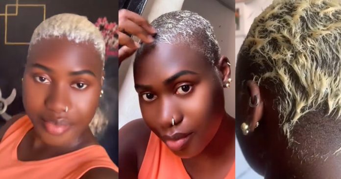 "I'm in pa!n guys" – Lady ends up bald after relaxing her blonde hair for finger waves (WATCH)