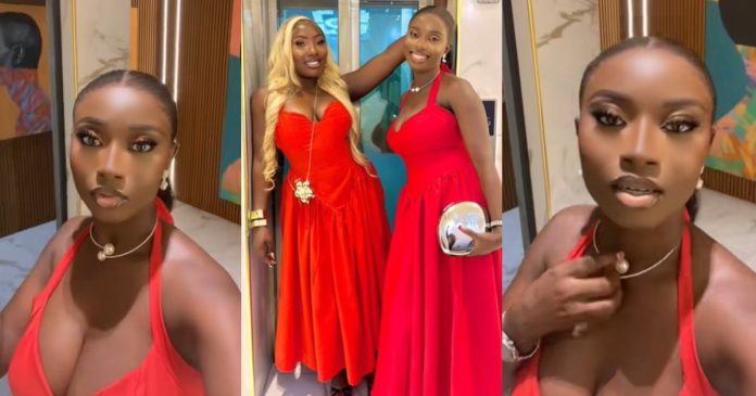 "Na why okrika good be that" – Lady poses for a photo with another lady after noticing they wore the same outfit during an outing with her friends (WATCH)