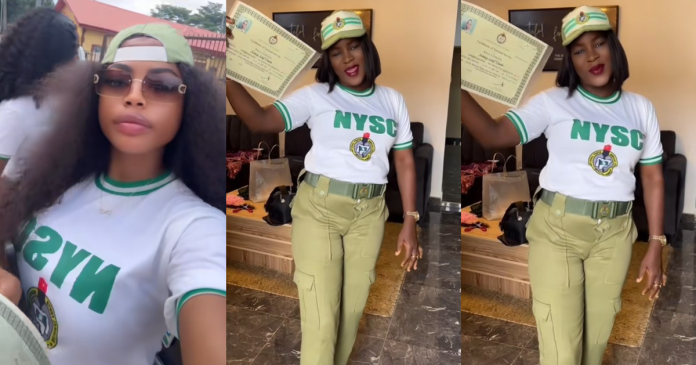 Nigerian mum rocks NYSC uniform after daughter's Passing Out Parade (WATCH)