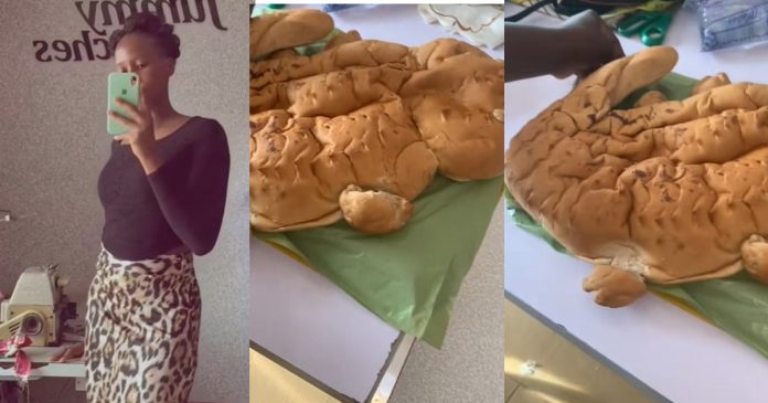 "The bread was sweet tho" – Lady shows off the reptile-shaped bread her uncle baked for her birthday (WATCH)