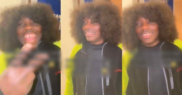 Hilarious video of a Gen Z dad modeling his daughter's new wig as their mannequin (WATCH)