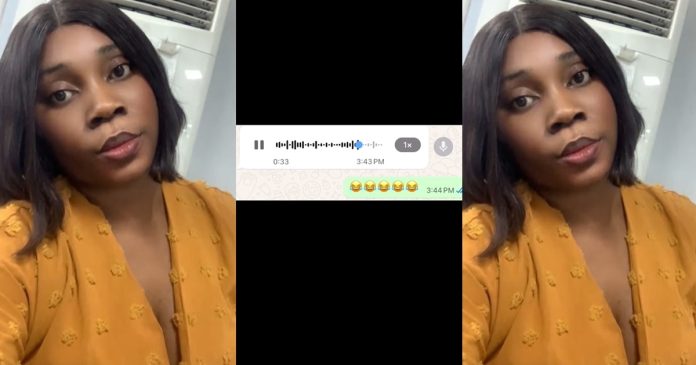 Lady shares voice note from a man who promised to sp0il and turn her life around after sending her ₦200 recharge card (WATCH)