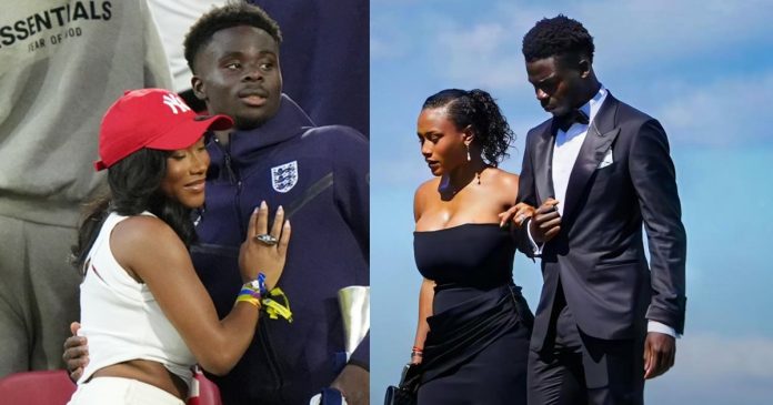 Arsenal's winger Saka proposes to long-term girlfriend Tolami Benson