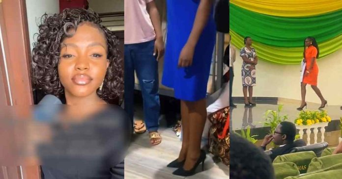 Lady shares how her roommate tried heels for the first time versus how she wore them on stage for her white coat (Watch)