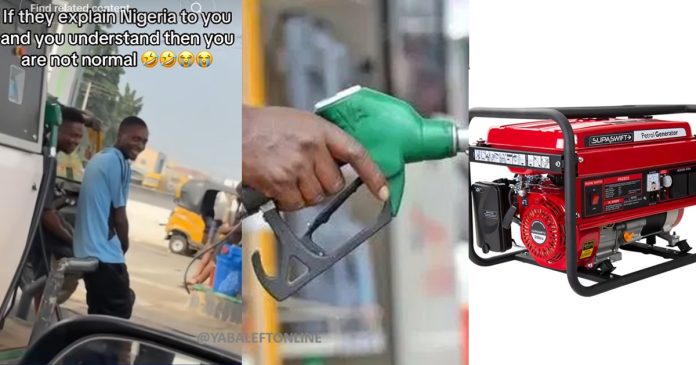 Lady shares video of the moment some fuel attendants bought fuel to power the generator in their filling station