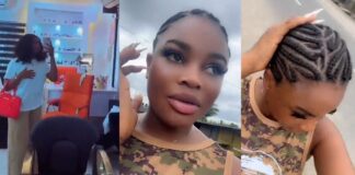 Lady amused after a village hairstylist made impressive cornrows for just β¦500 (Watch) Lady amused after a village hairstylist made impressive cornrows for just β¦500 (Watch)