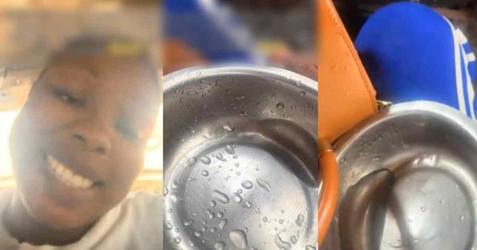 Lady shares how a bus driver gave her a plate to hold water due to the leaking roof during heavy rainfall (Watch)