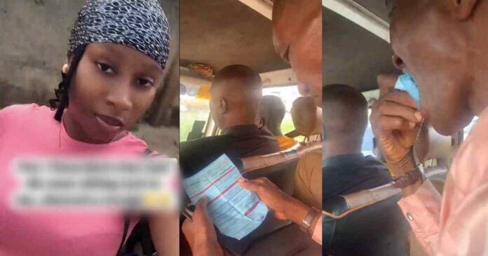 Lady stunned after passenger sitting beside her casually chews a Lady stunned after passenger sitting beside her casually chews a receipt during the trip (Watch)