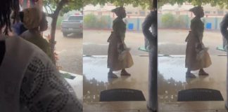 Nigerian mum prays fervently after heavy downpour began on her son’s wedding day. Nigerian mum prays fervently after heavy downpour began on her son's wedding day.