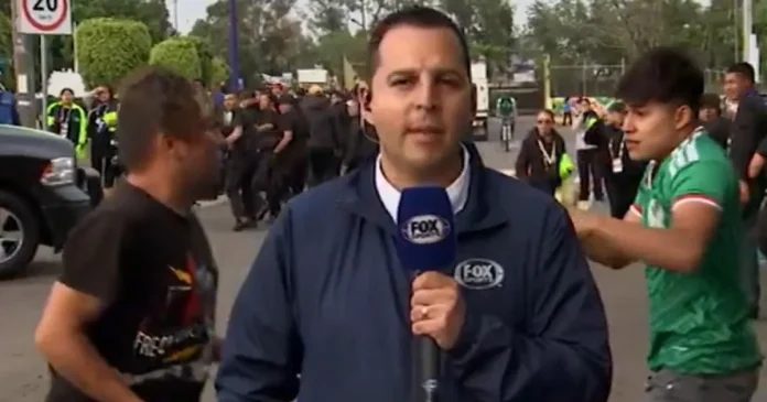 World Cup show interrupted by two Mexico fans throwing punches
